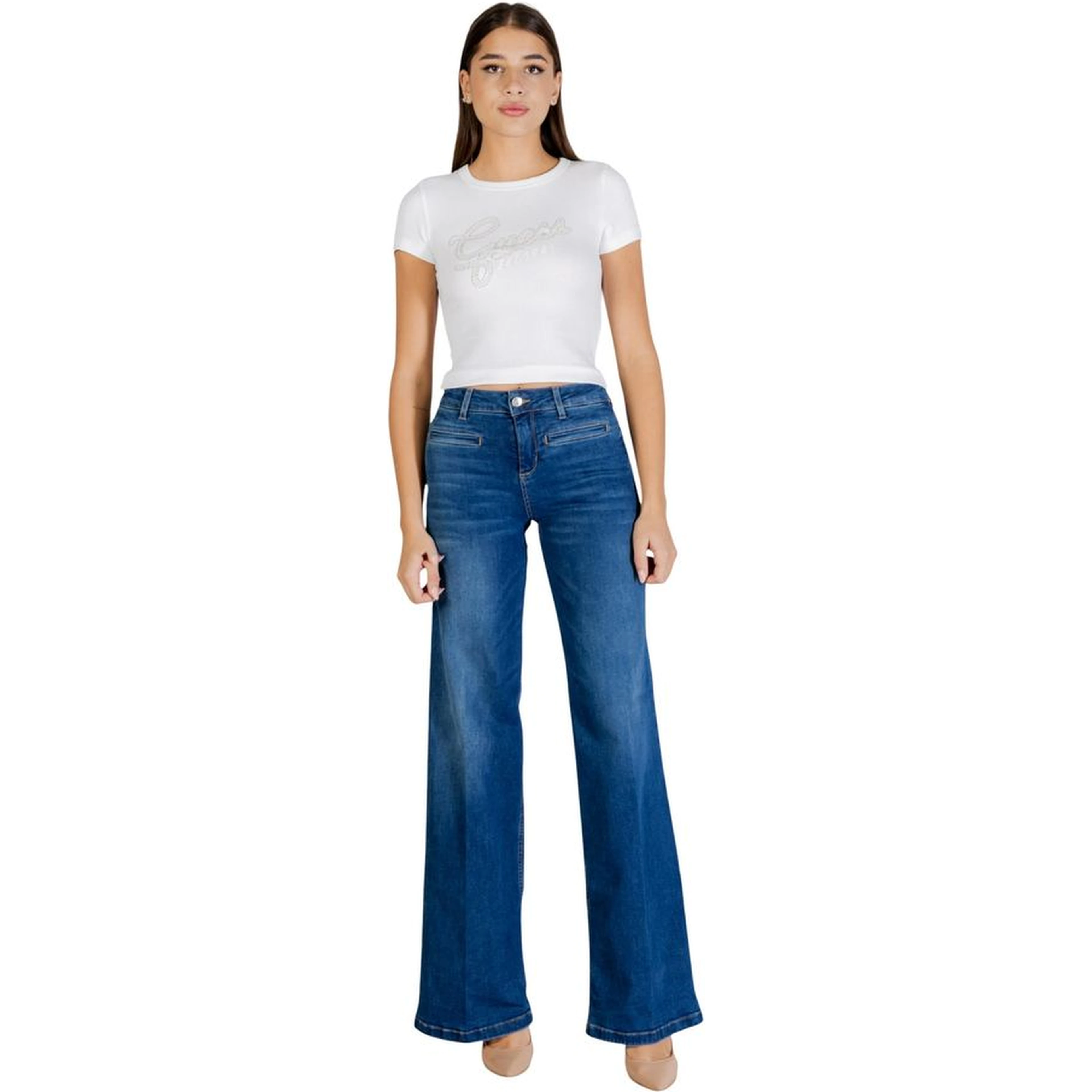 Blue Cotton Bootcut Jeans