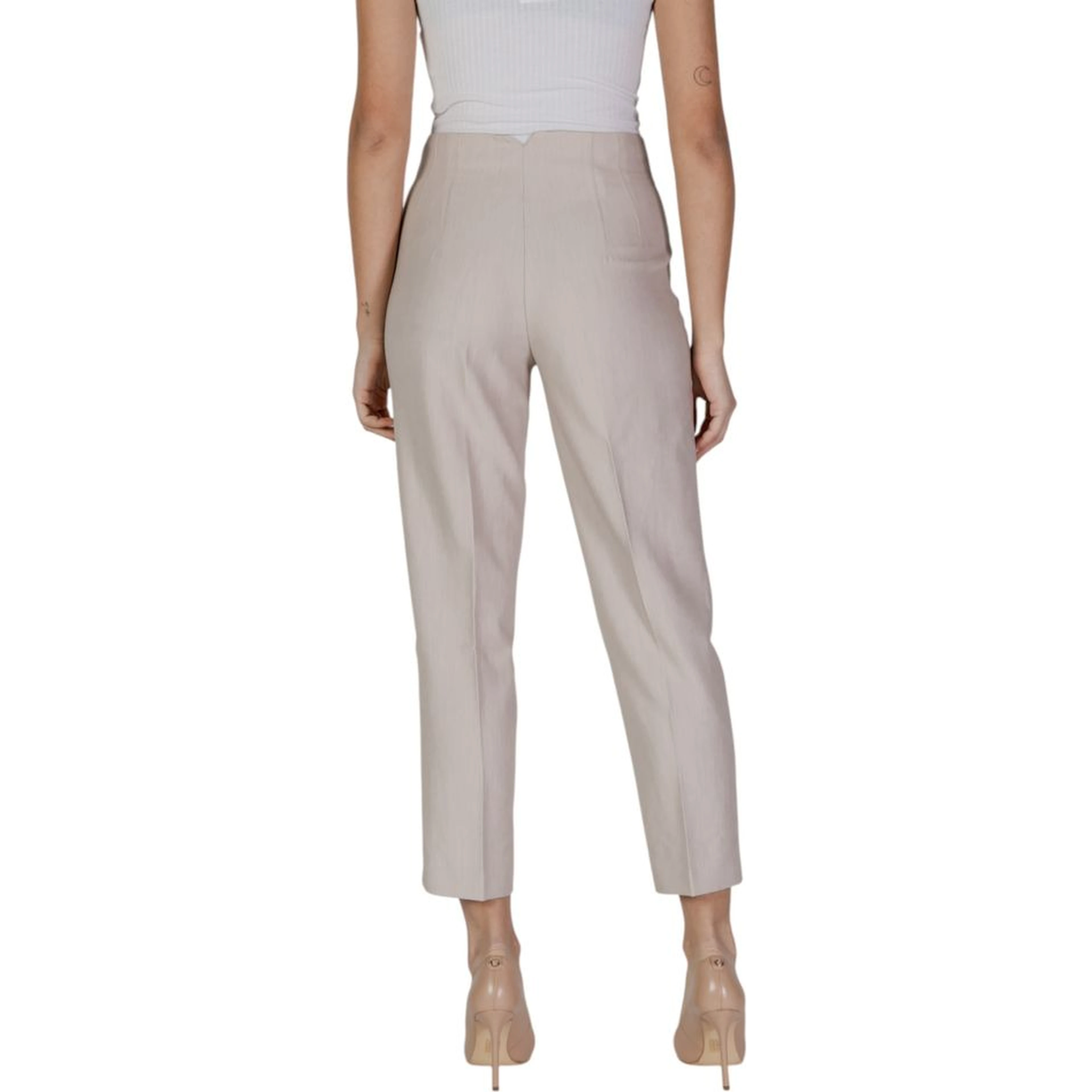 Beige Recycled Polyester Casual Pants
