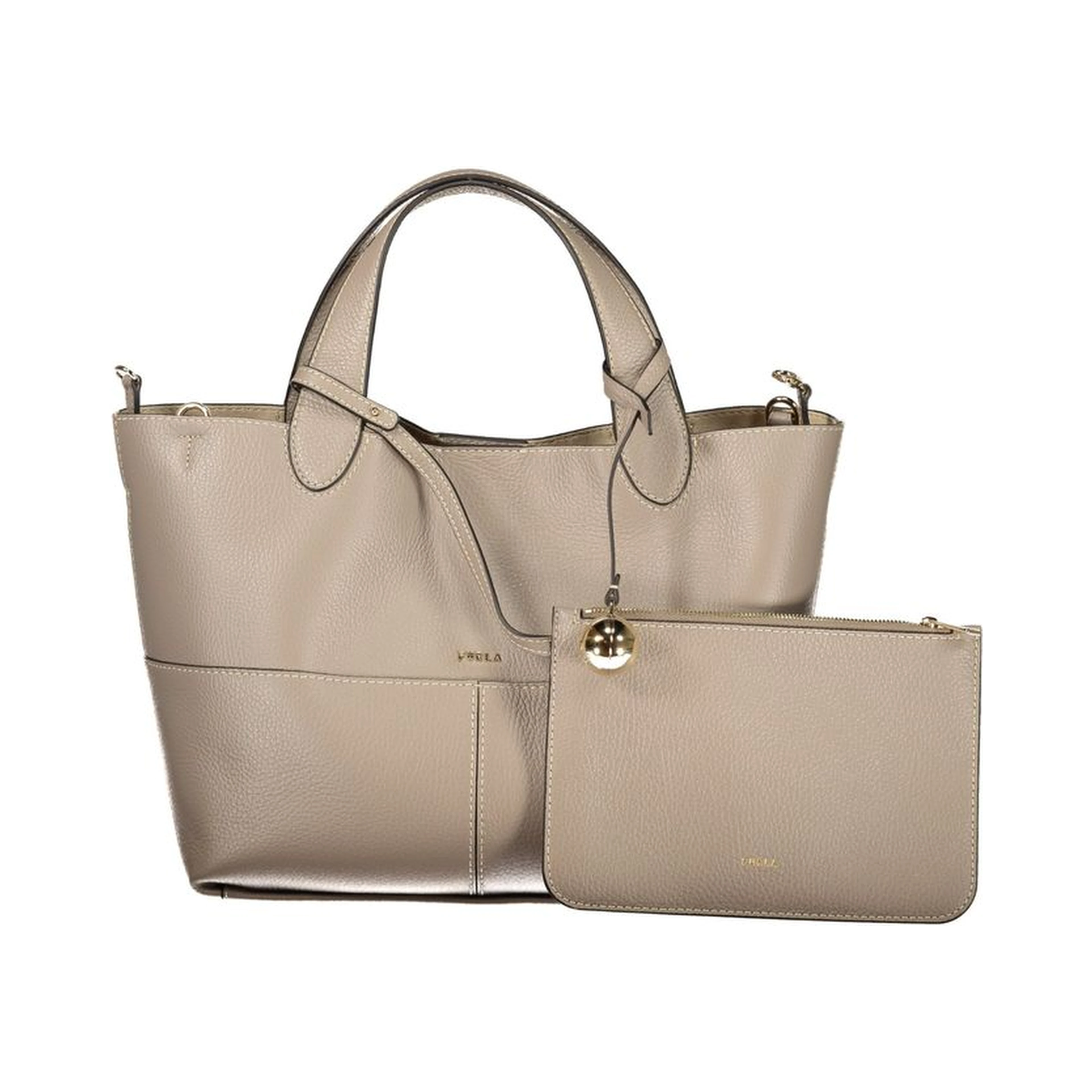 Gray Leather Handbag
