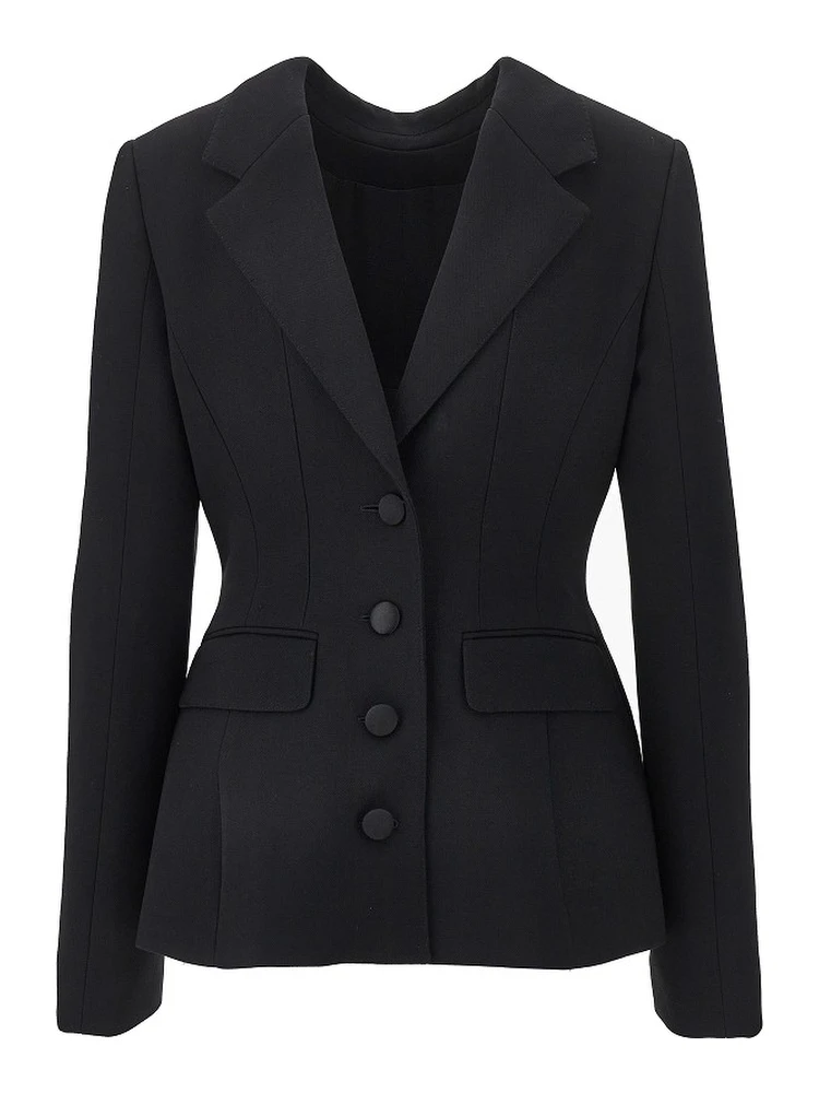 Wool double crepe back to front jacket