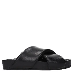 Black Leather Slippers
