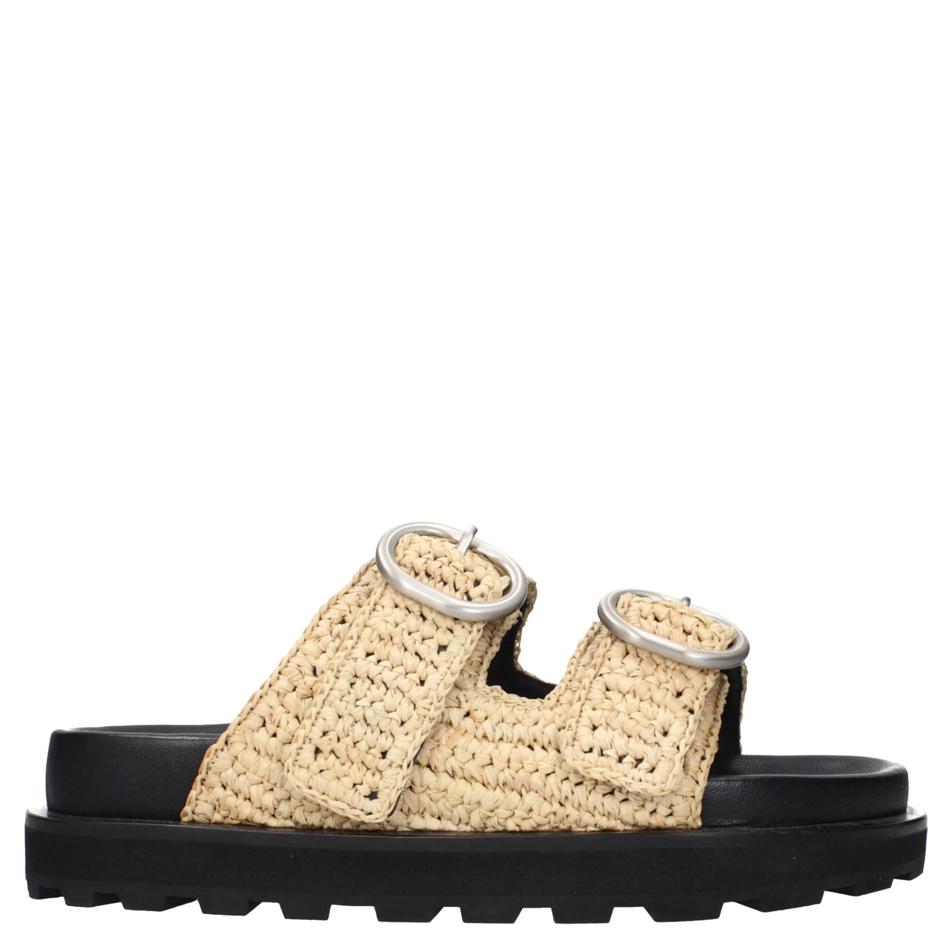 Beige Raffia Slippers