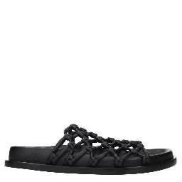 Black Leather Slippers