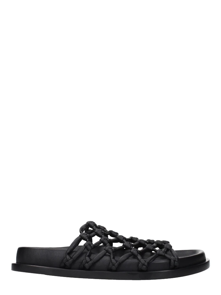 Black Leather Slippers