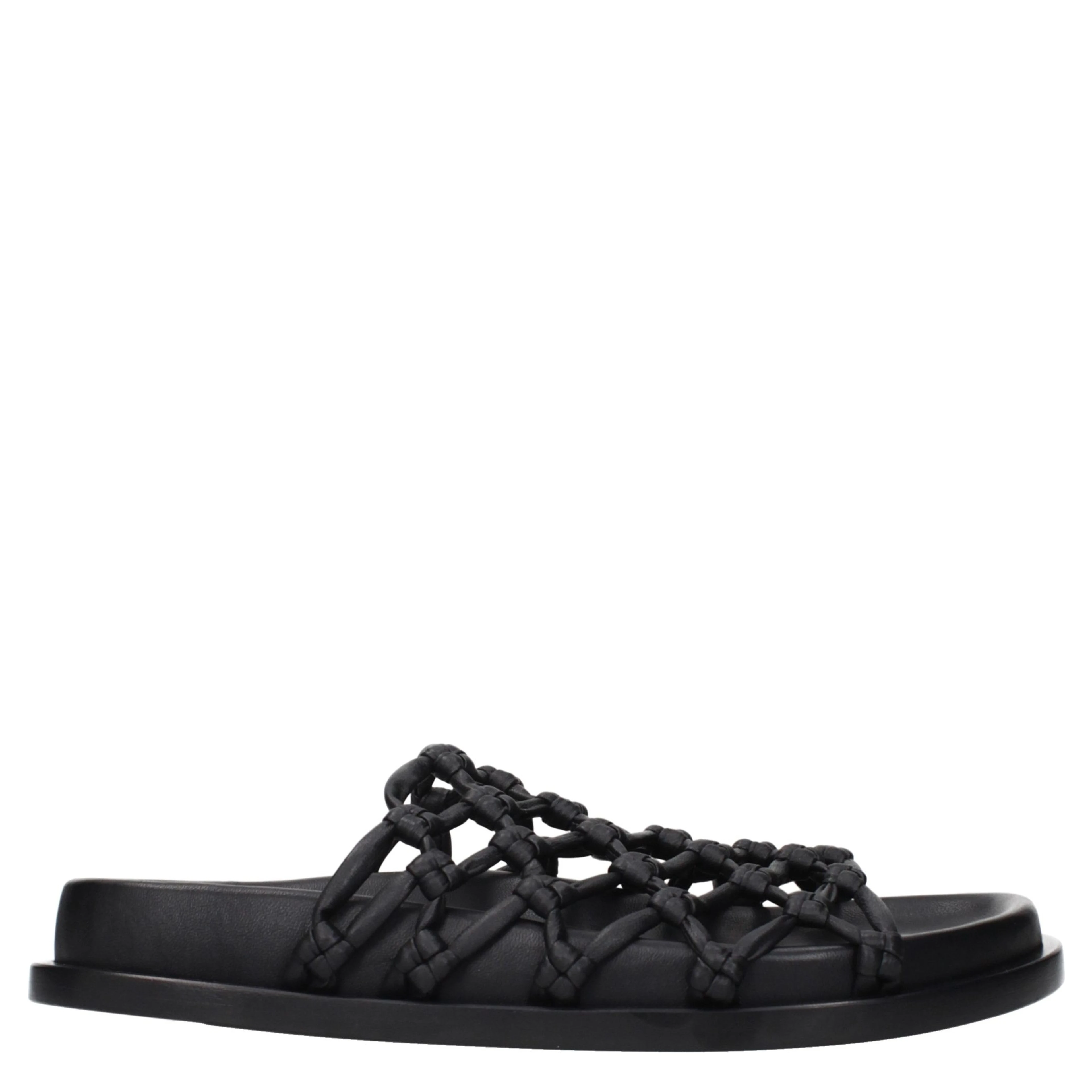 Black Leather Slippers