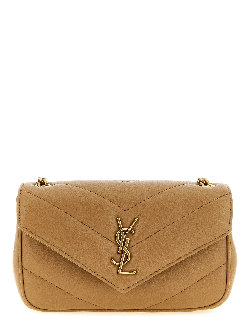 Beige Lamb Leather Crossbody Bag