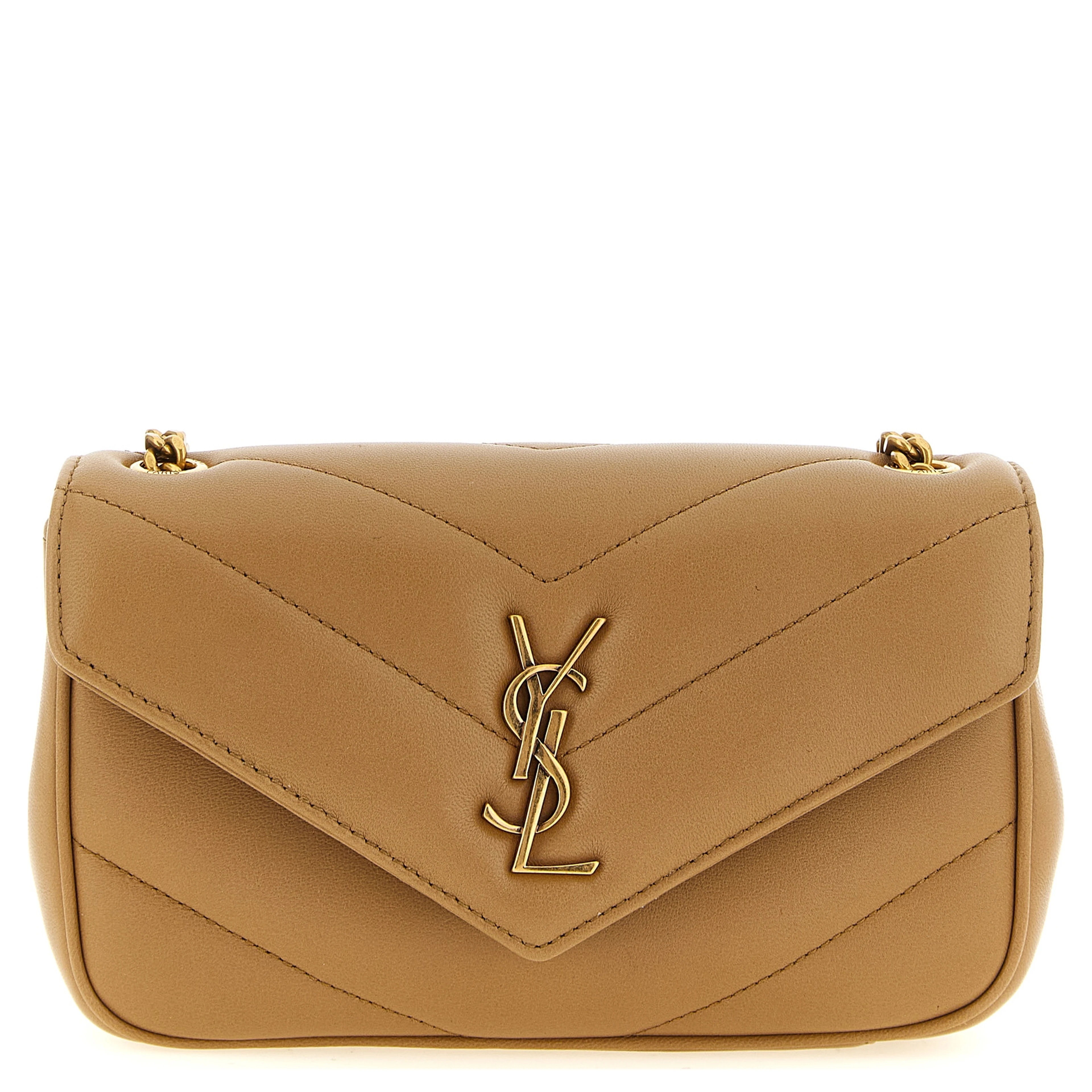 Beige Lamb Leather Crossbody Bag