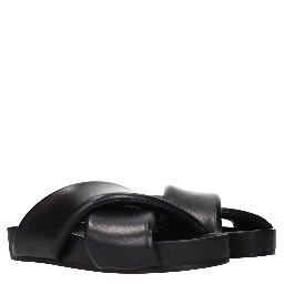 Black Leather Slippers