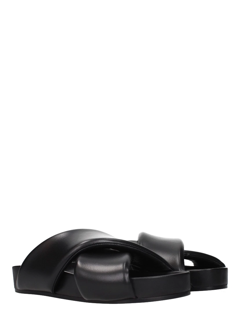 Black Leather Slippers