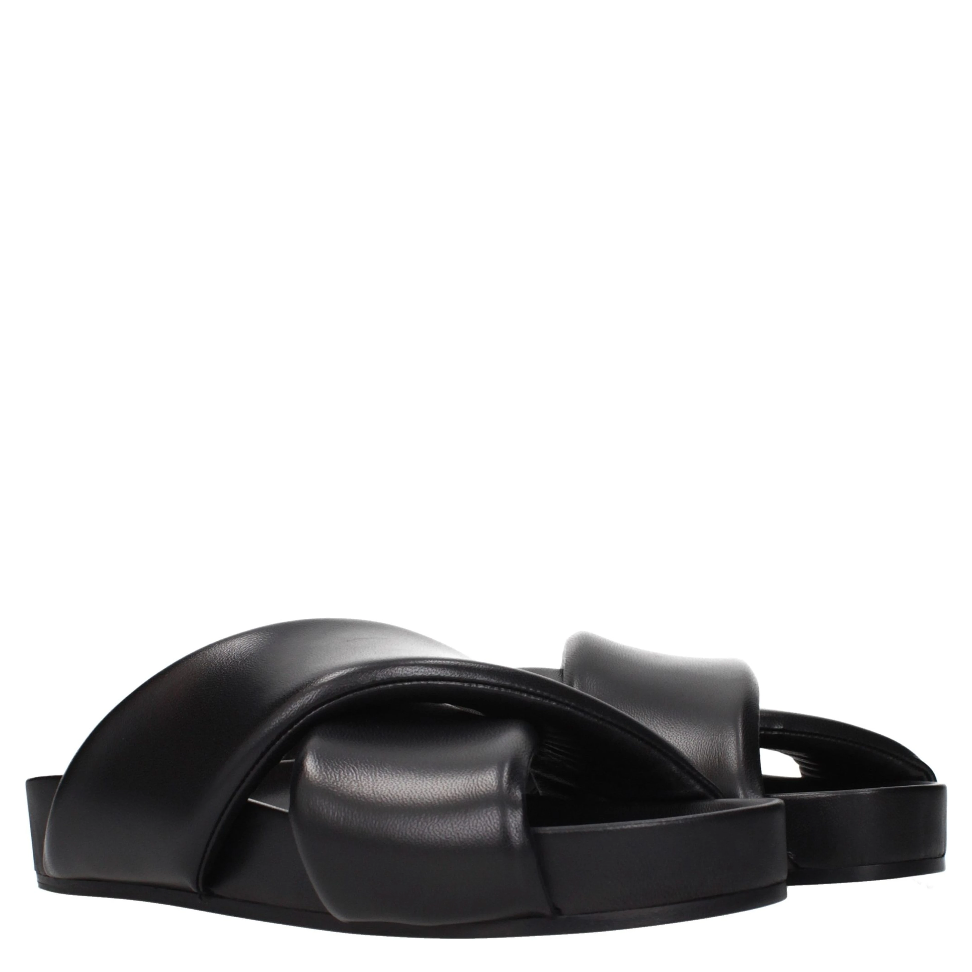 Black Leather Slippers