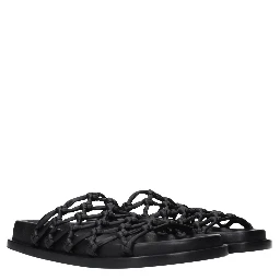 Black Leather Slippers
