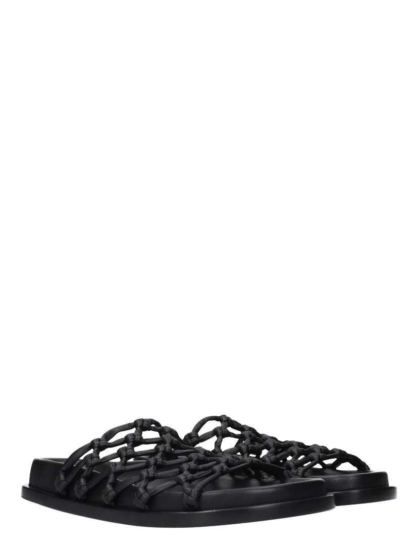 Black Leather Slippers