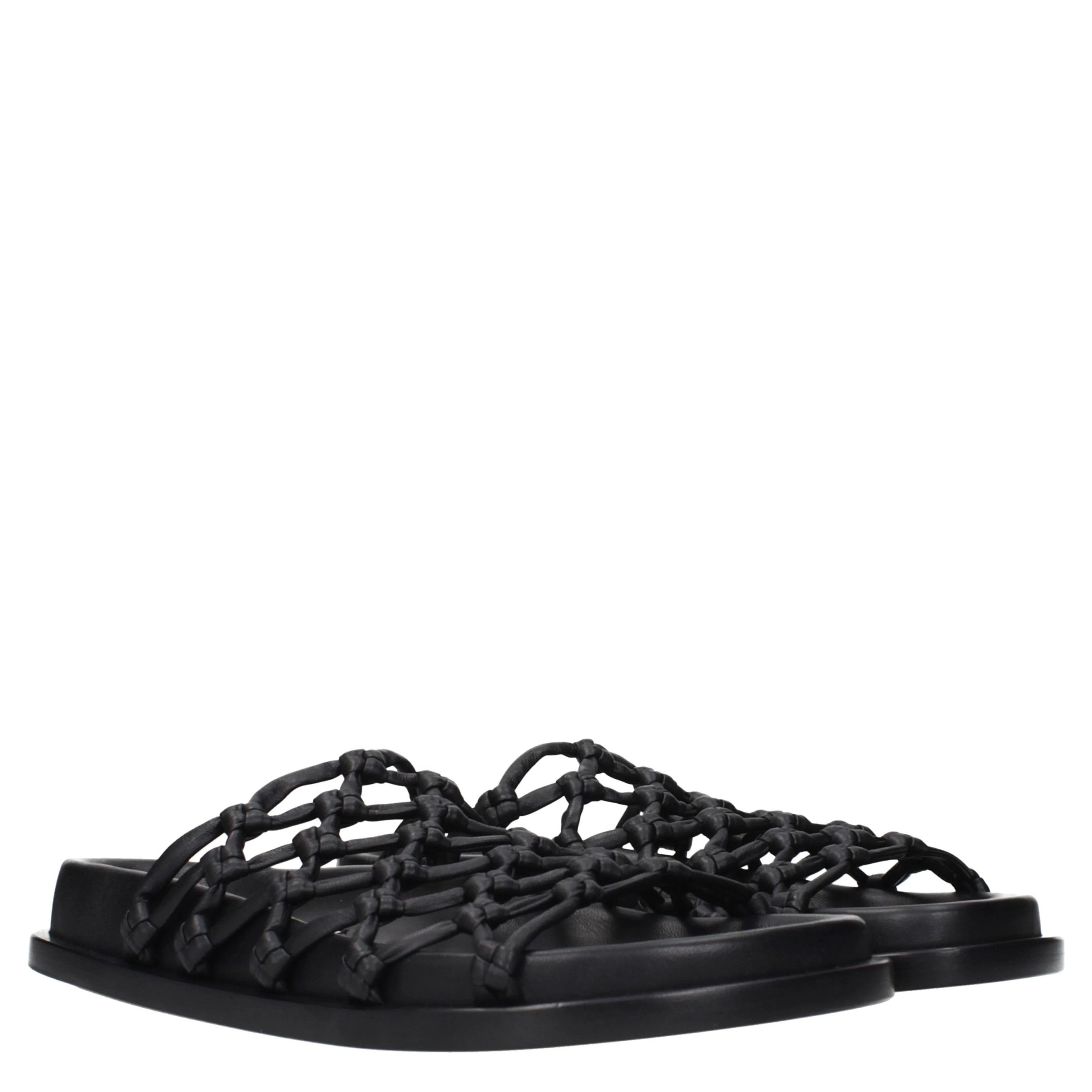 Black Leather Slippers