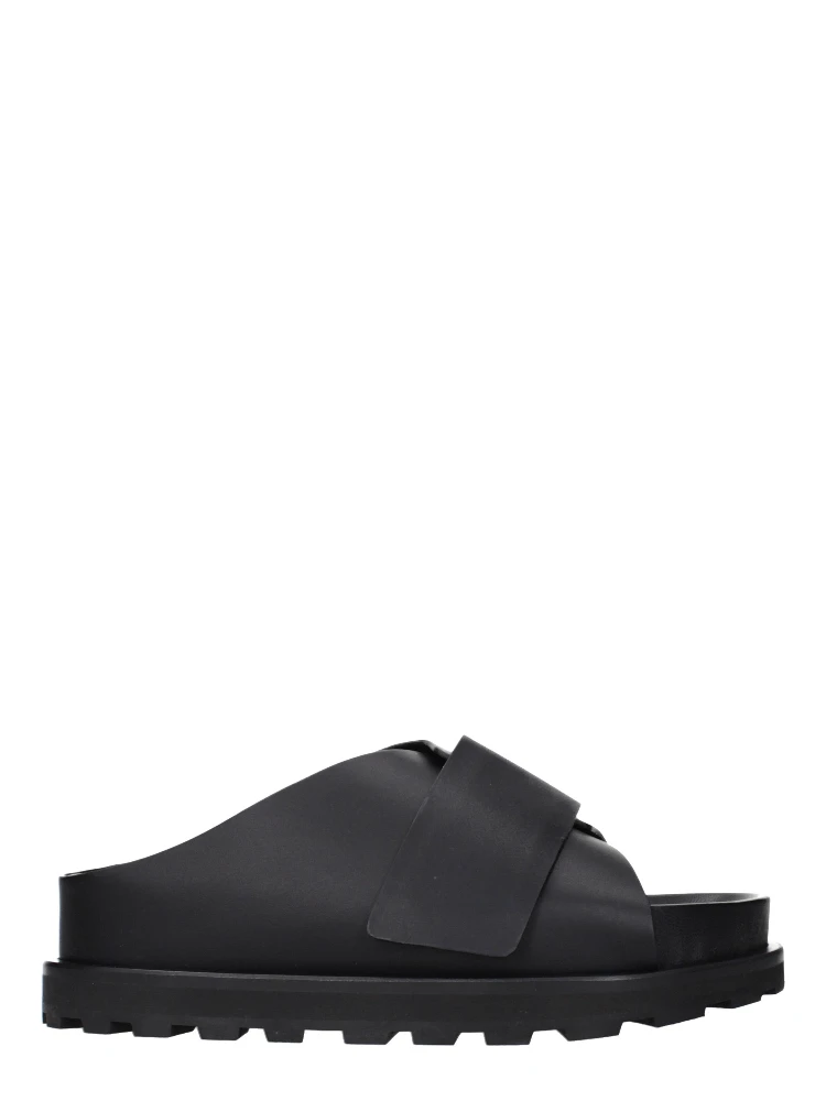 Black Leather Slippers