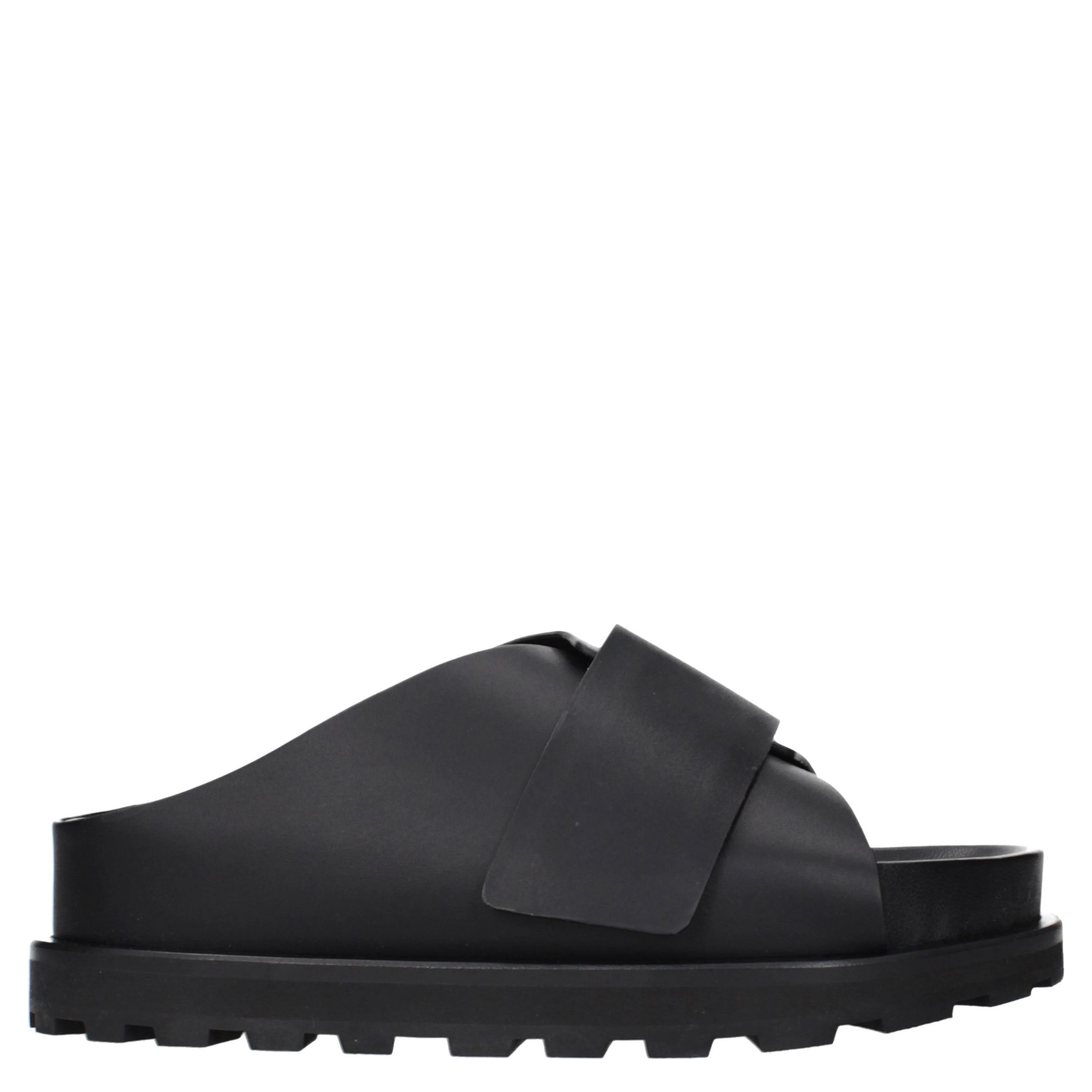 Black Leather Slippers