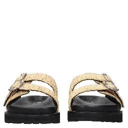 Beige Raffia Slippers