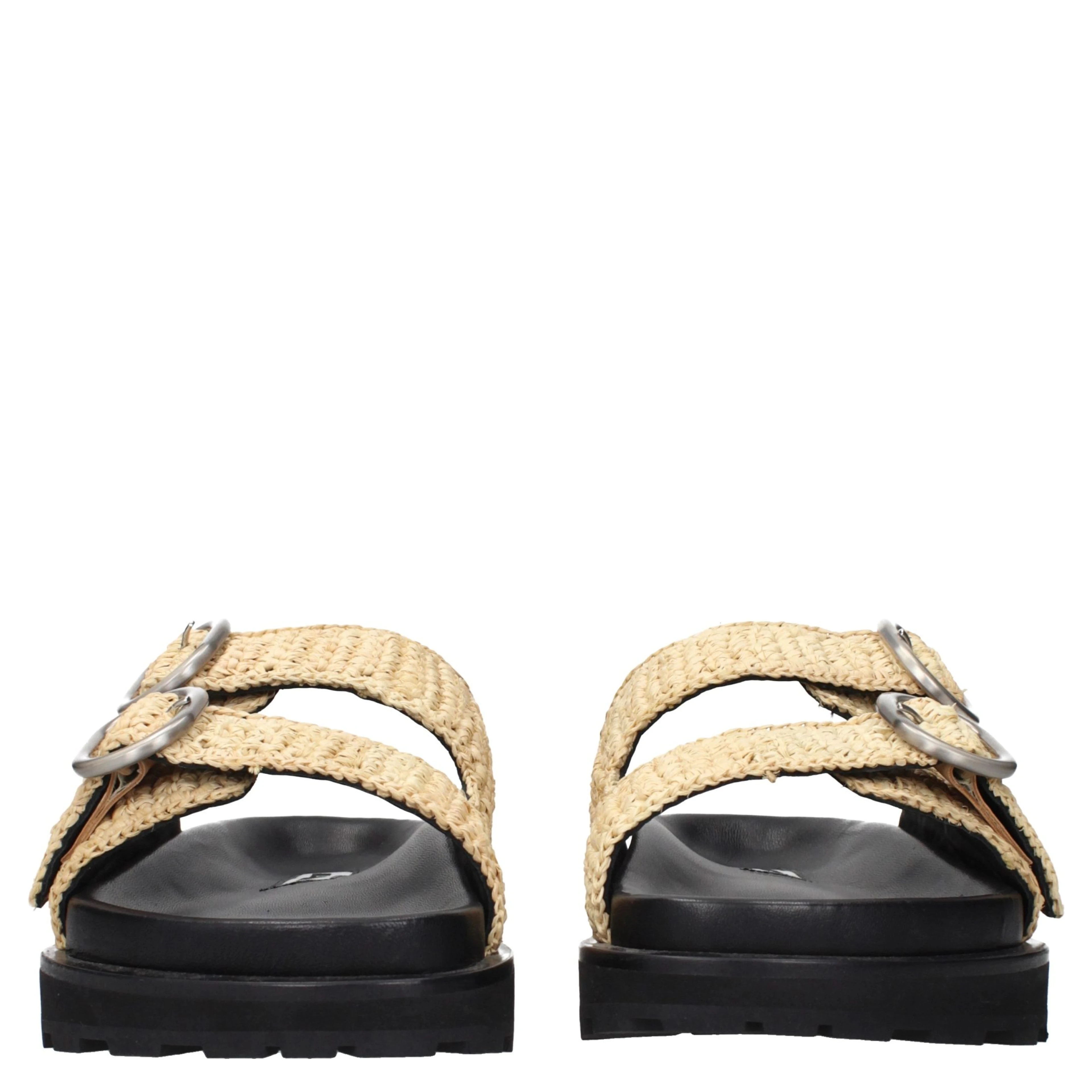 Beige Raffia Slippers