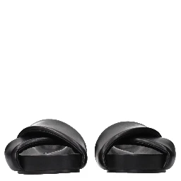 Black Leather Slippers