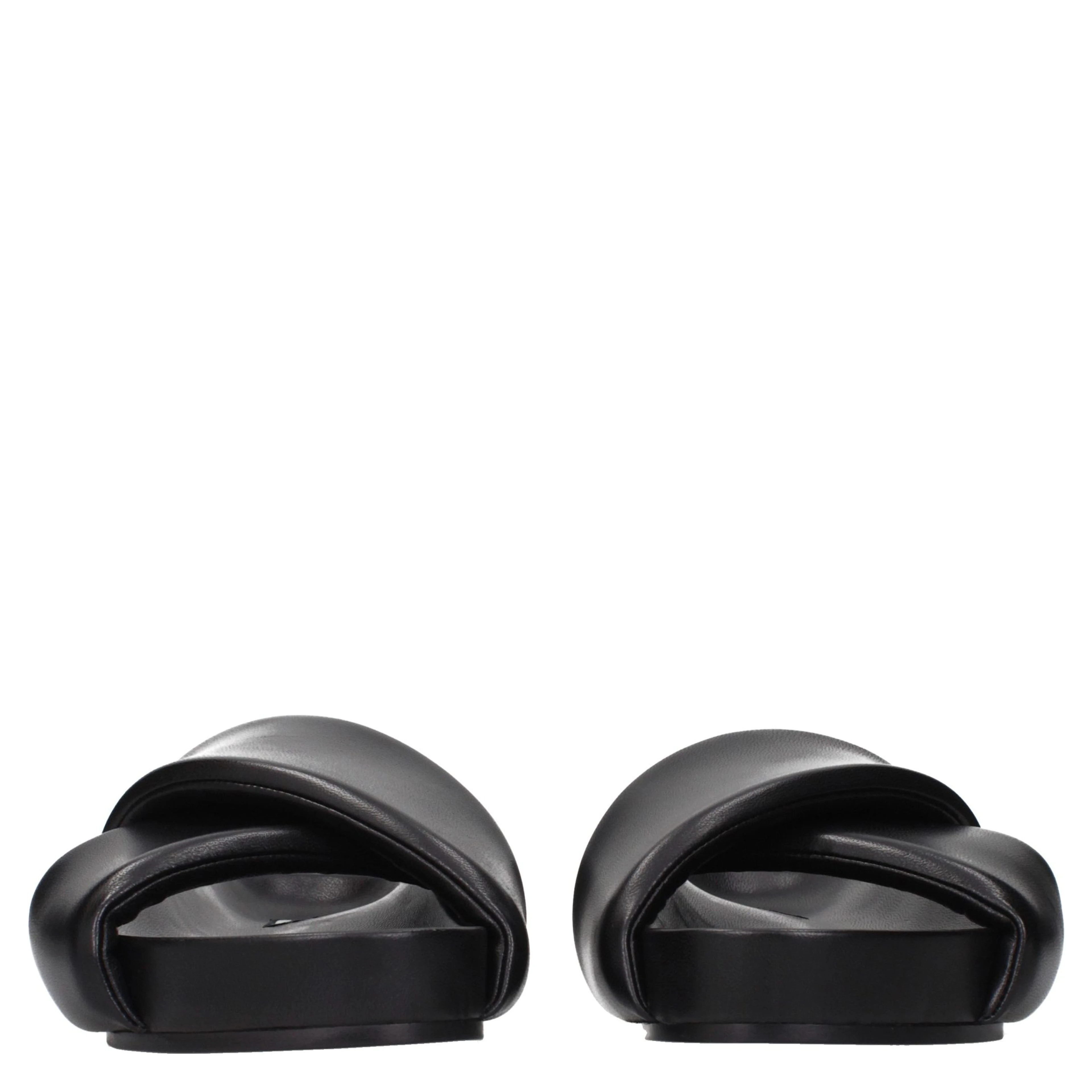 Black Leather Slippers