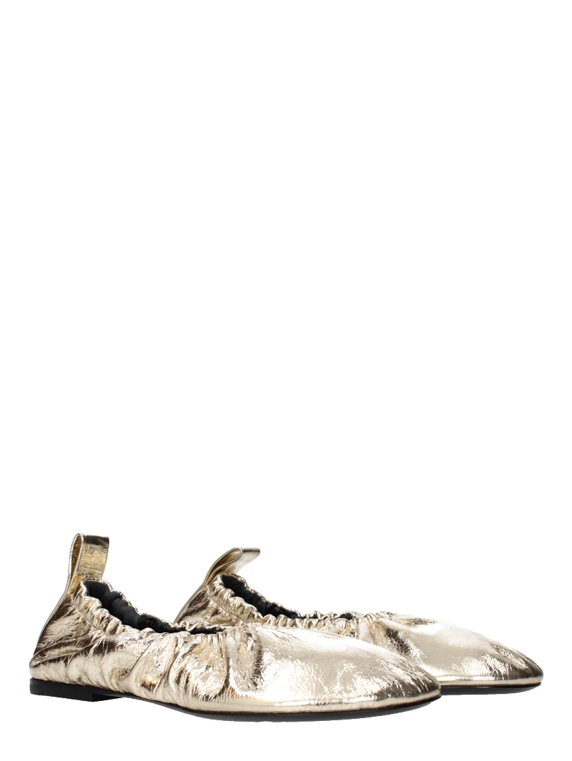 Gold Leather Ballet Flats