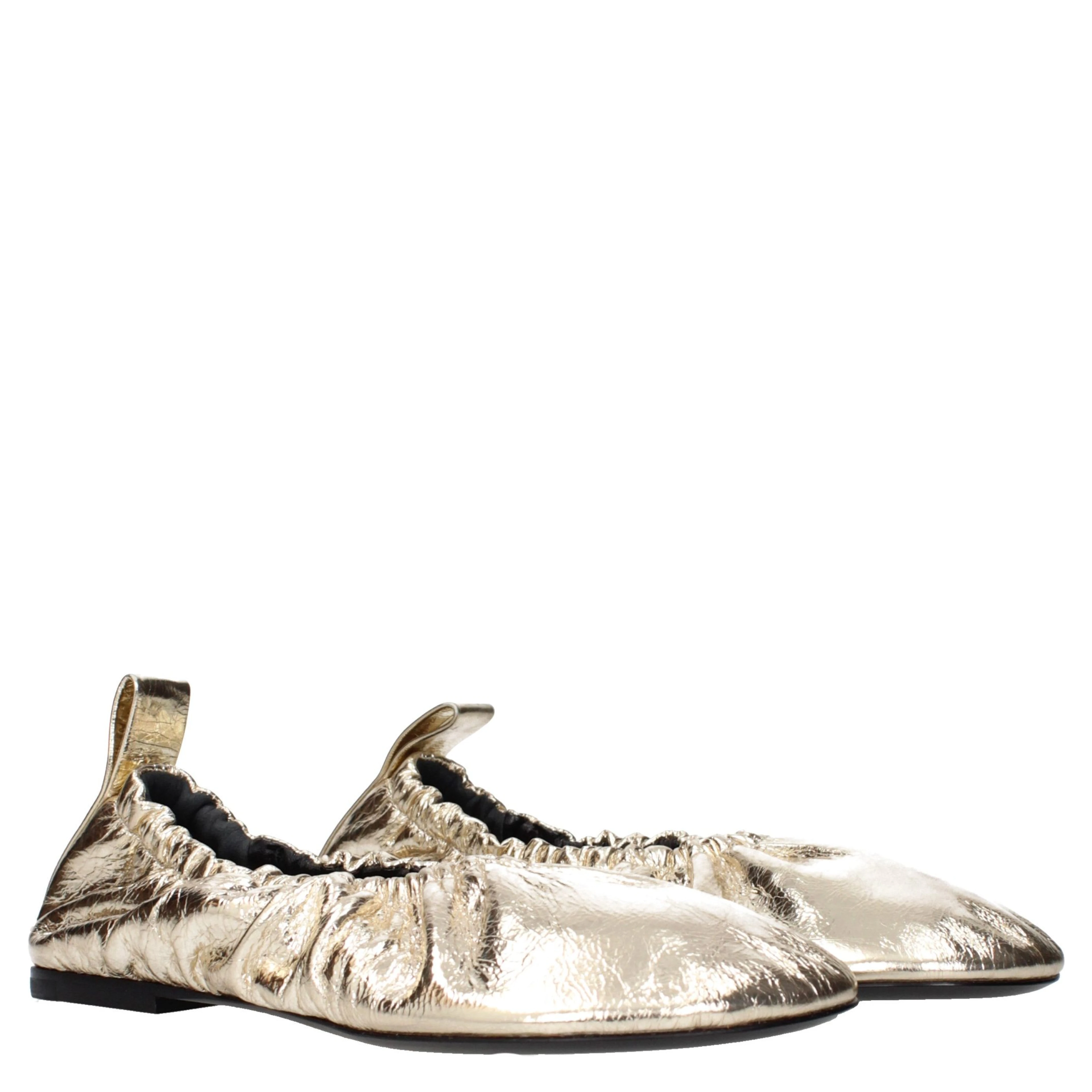 Gold Leather Ballet Flats