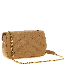 Beige Lamb Leather Crossbody Bag