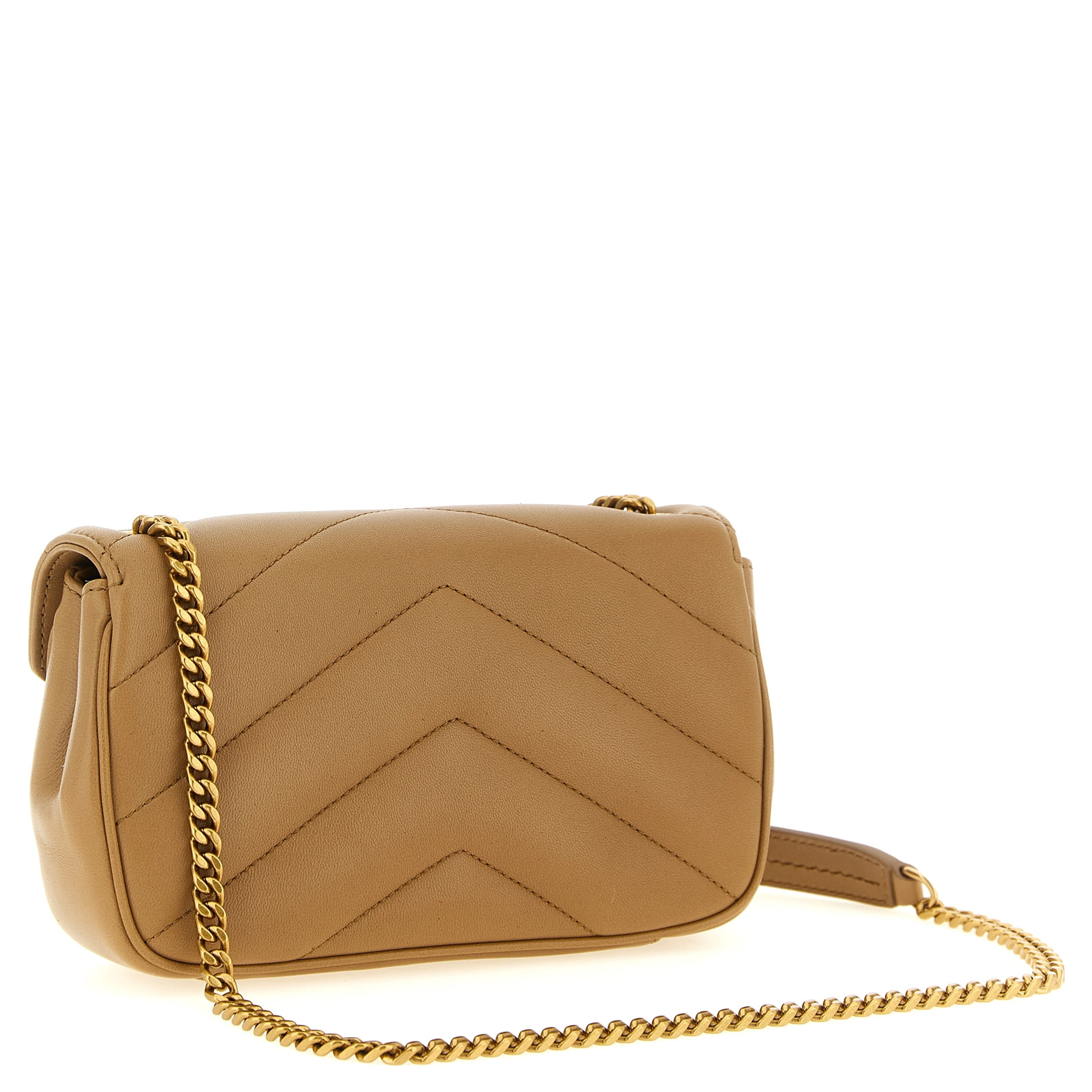 Beige Lamb Leather Crossbody Bag