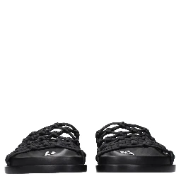 Black Leather Slippers