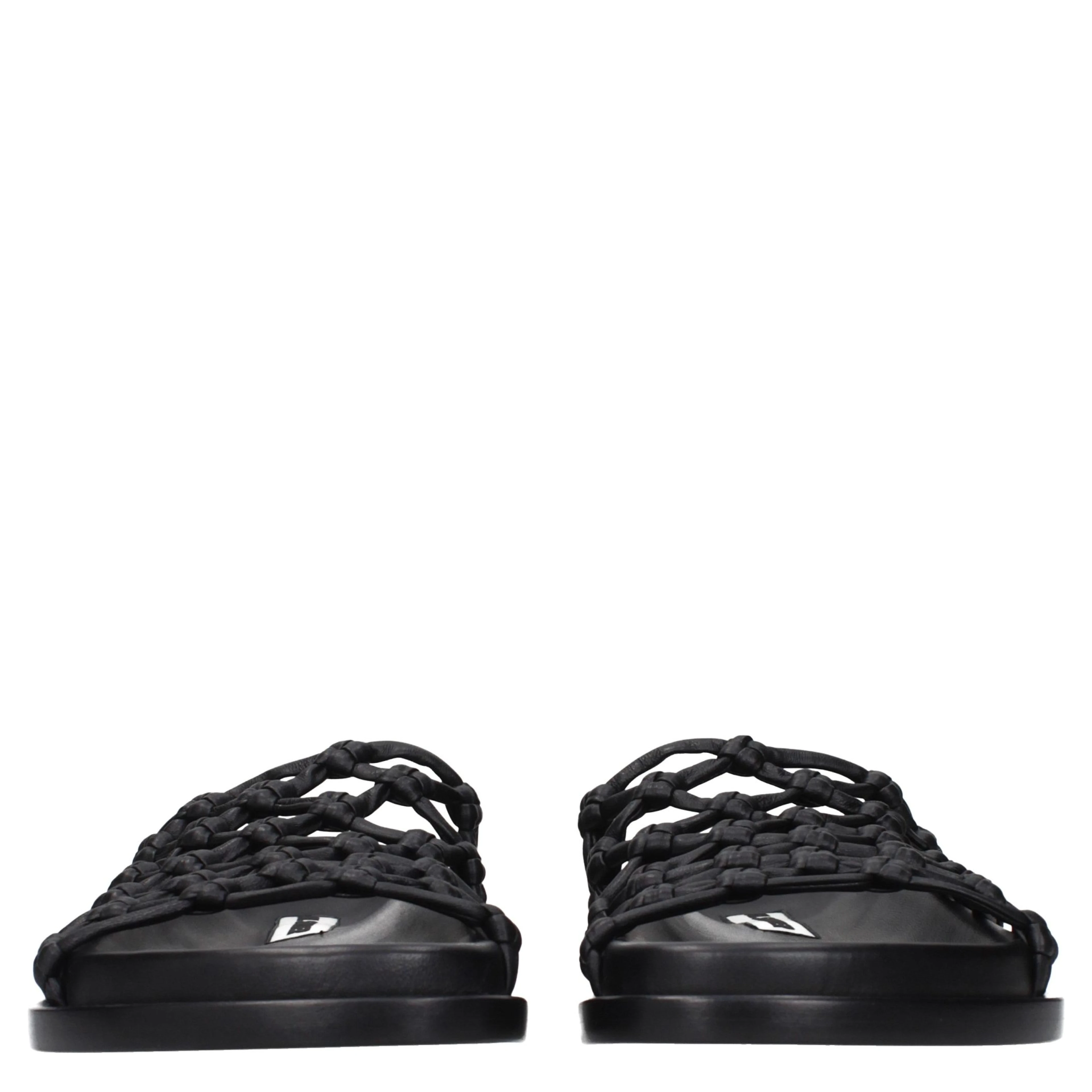 Black Leather Slippers