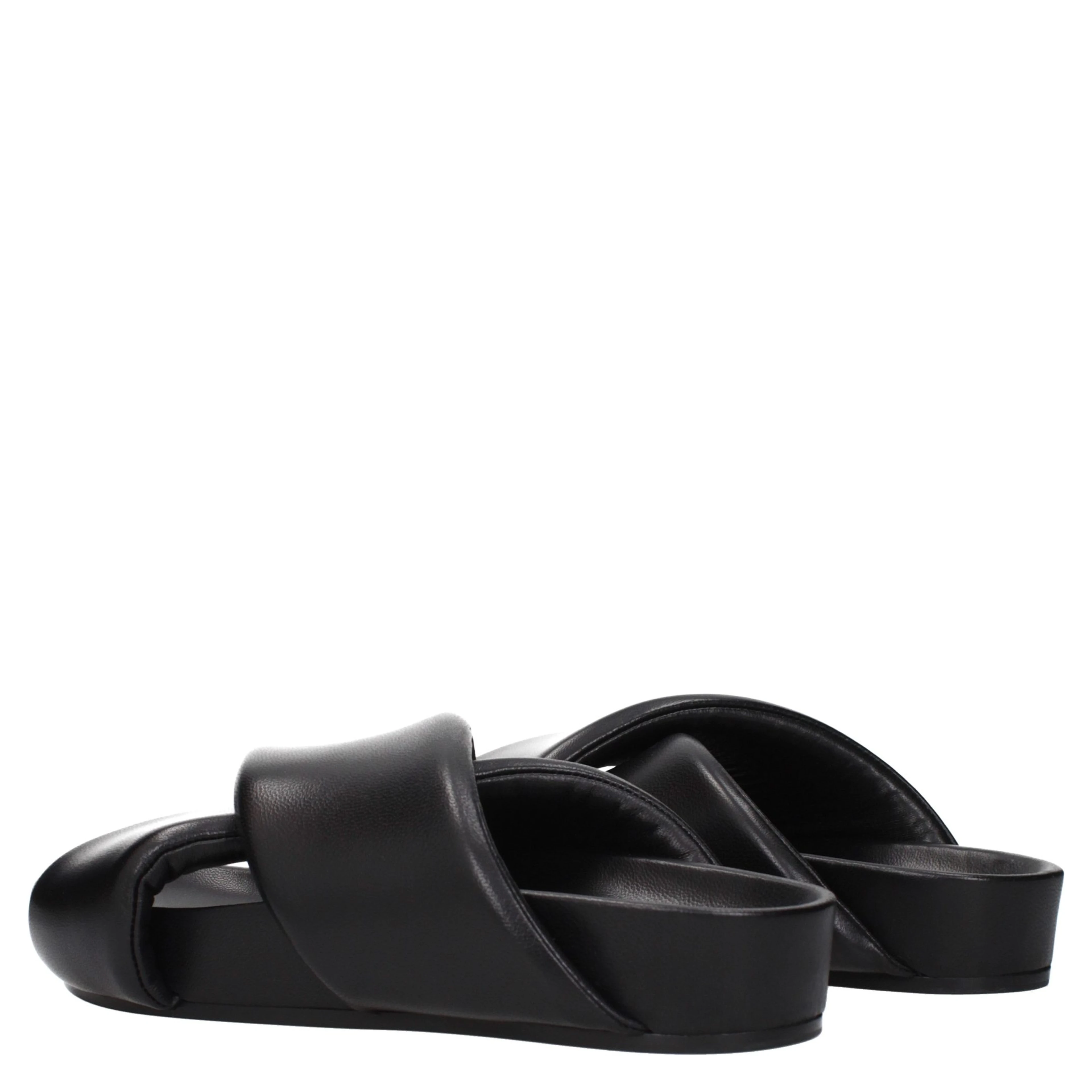 Black Leather Slippers