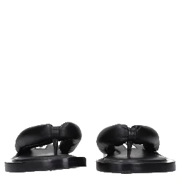 Black Leather Flip-Flop Sandals