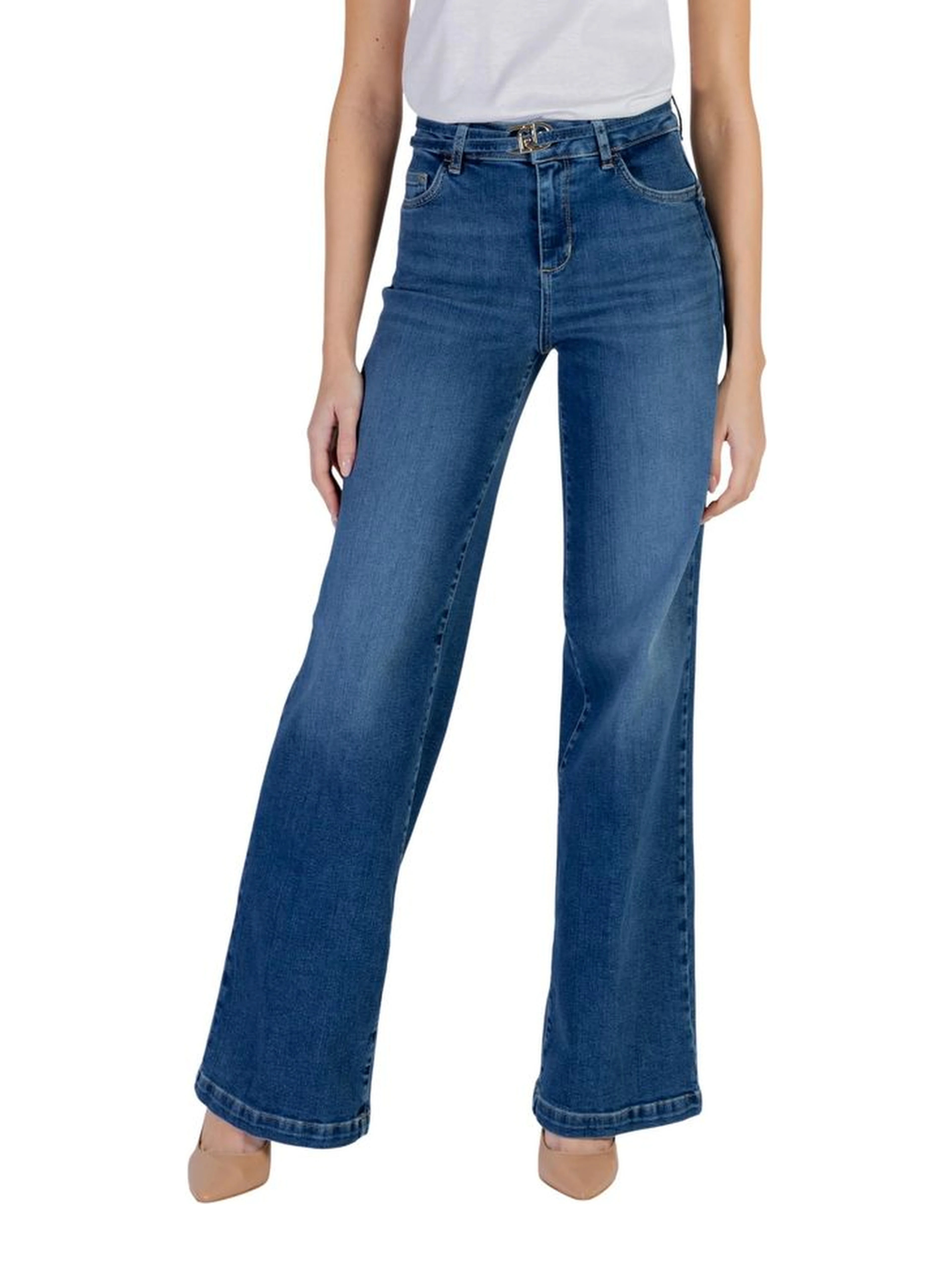 Blue Cotton Bootcut Jeans