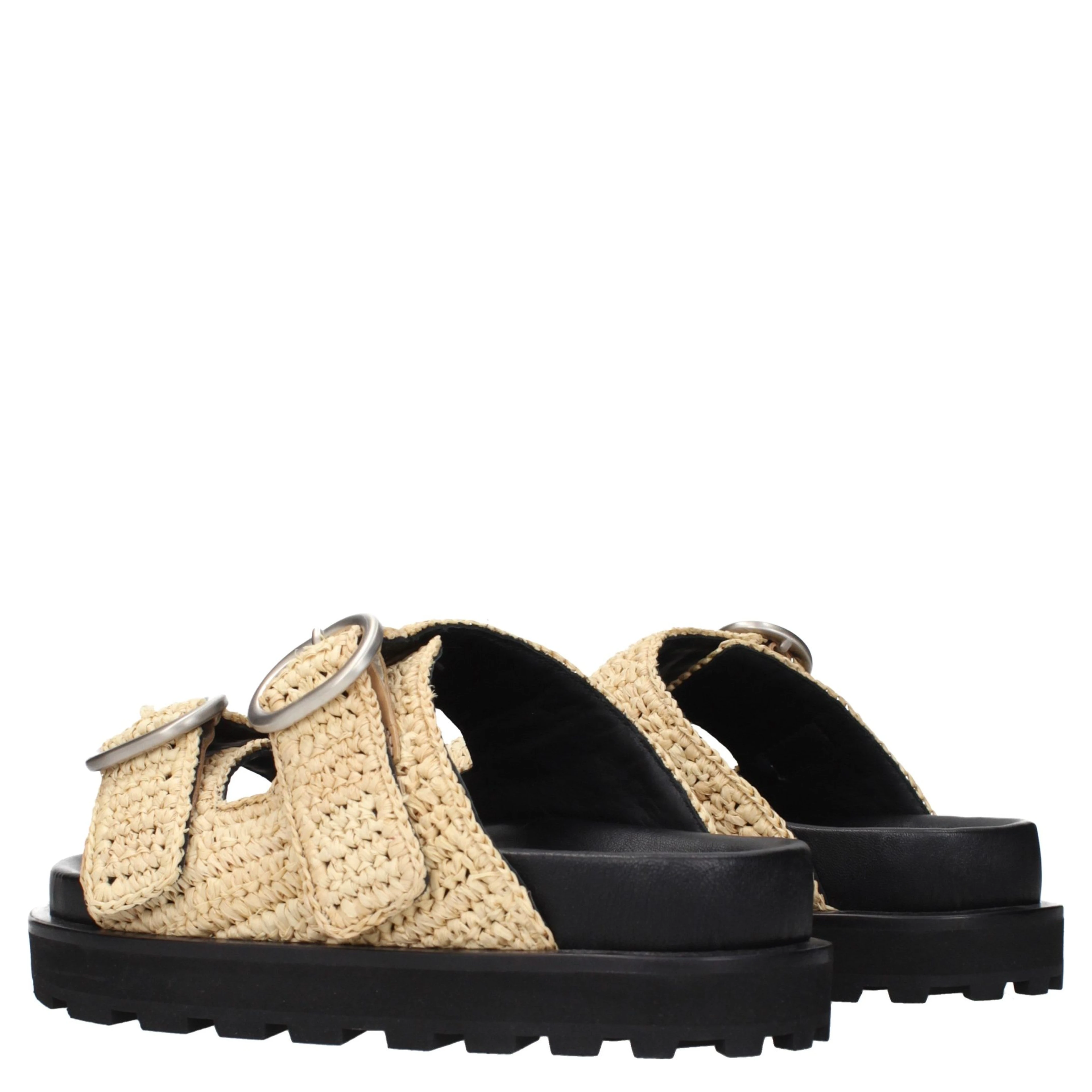 Beige Raffia Slippers