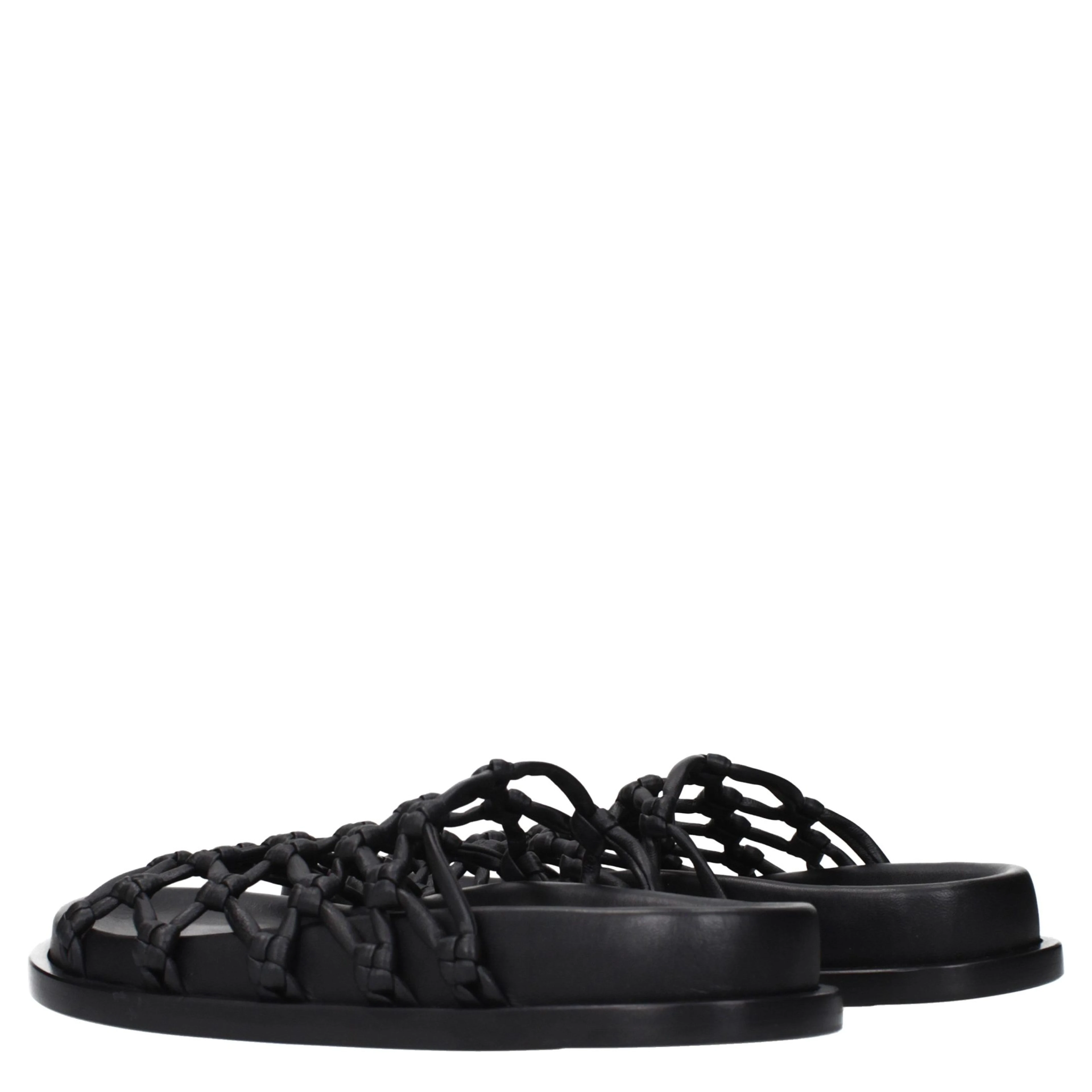 Black Leather Slippers