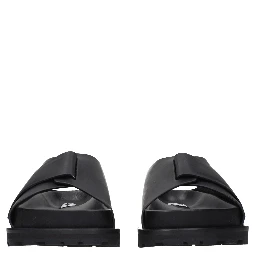 Black Leather Slippers