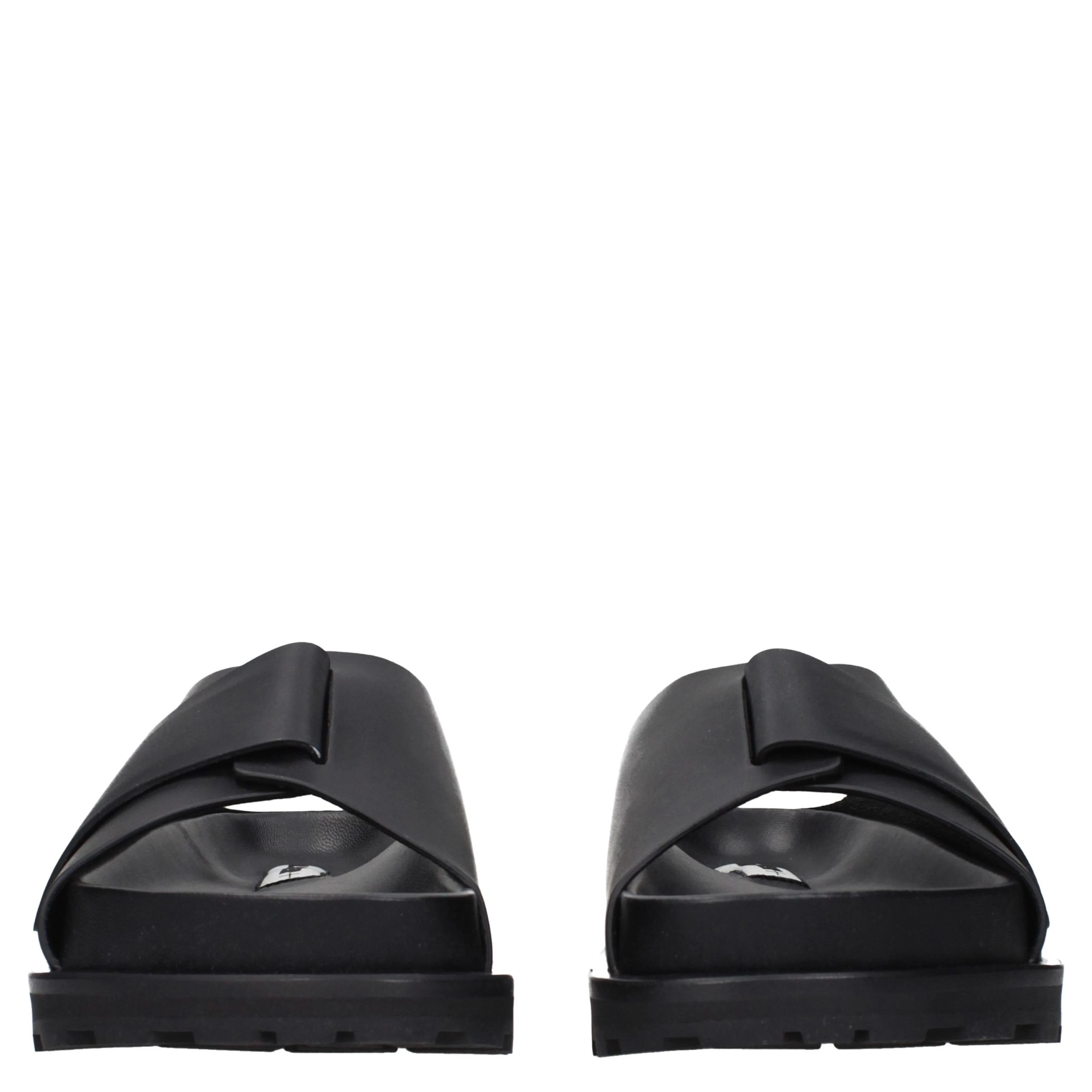 Black Leather Slippers