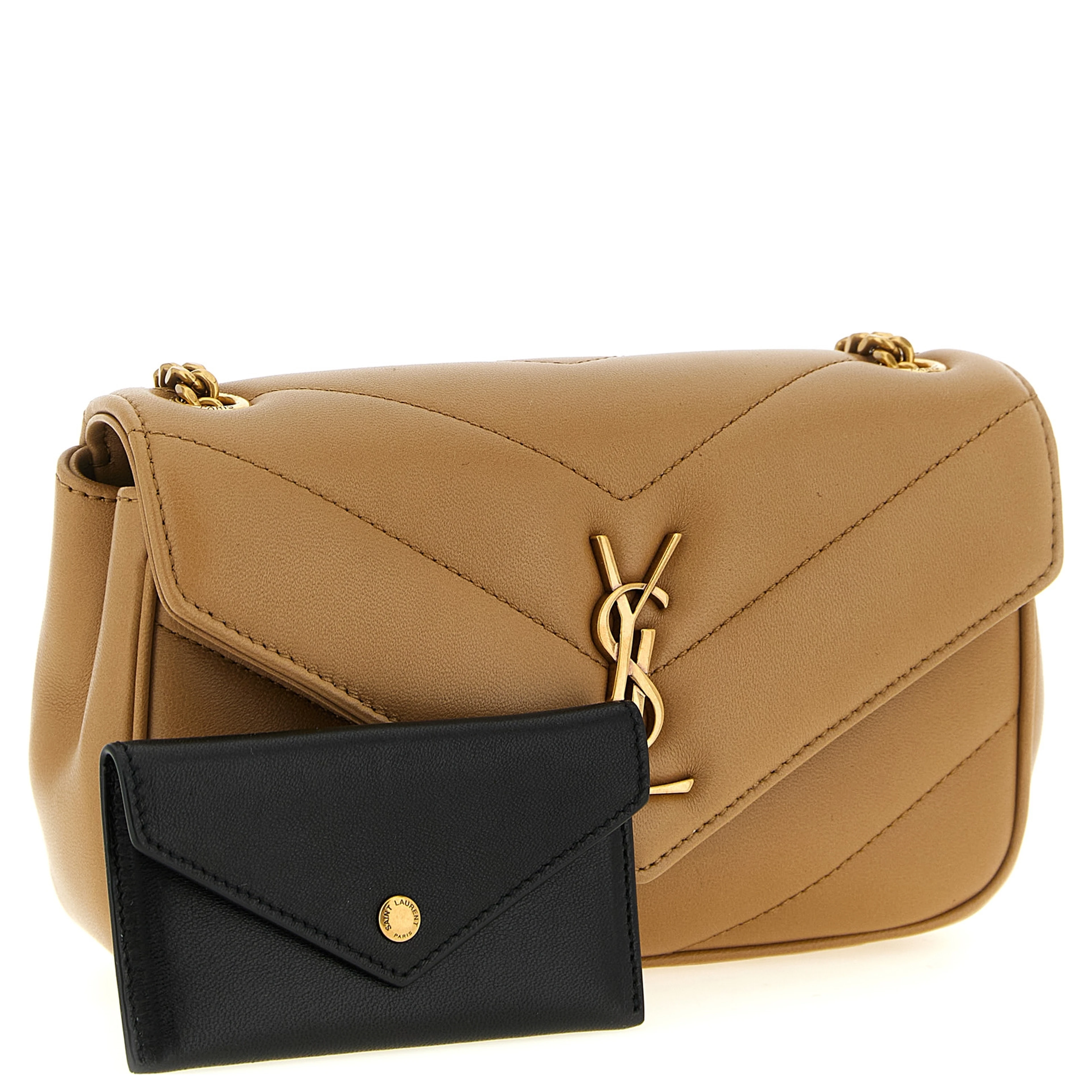 Beige Lamb Leather Crossbody Bag