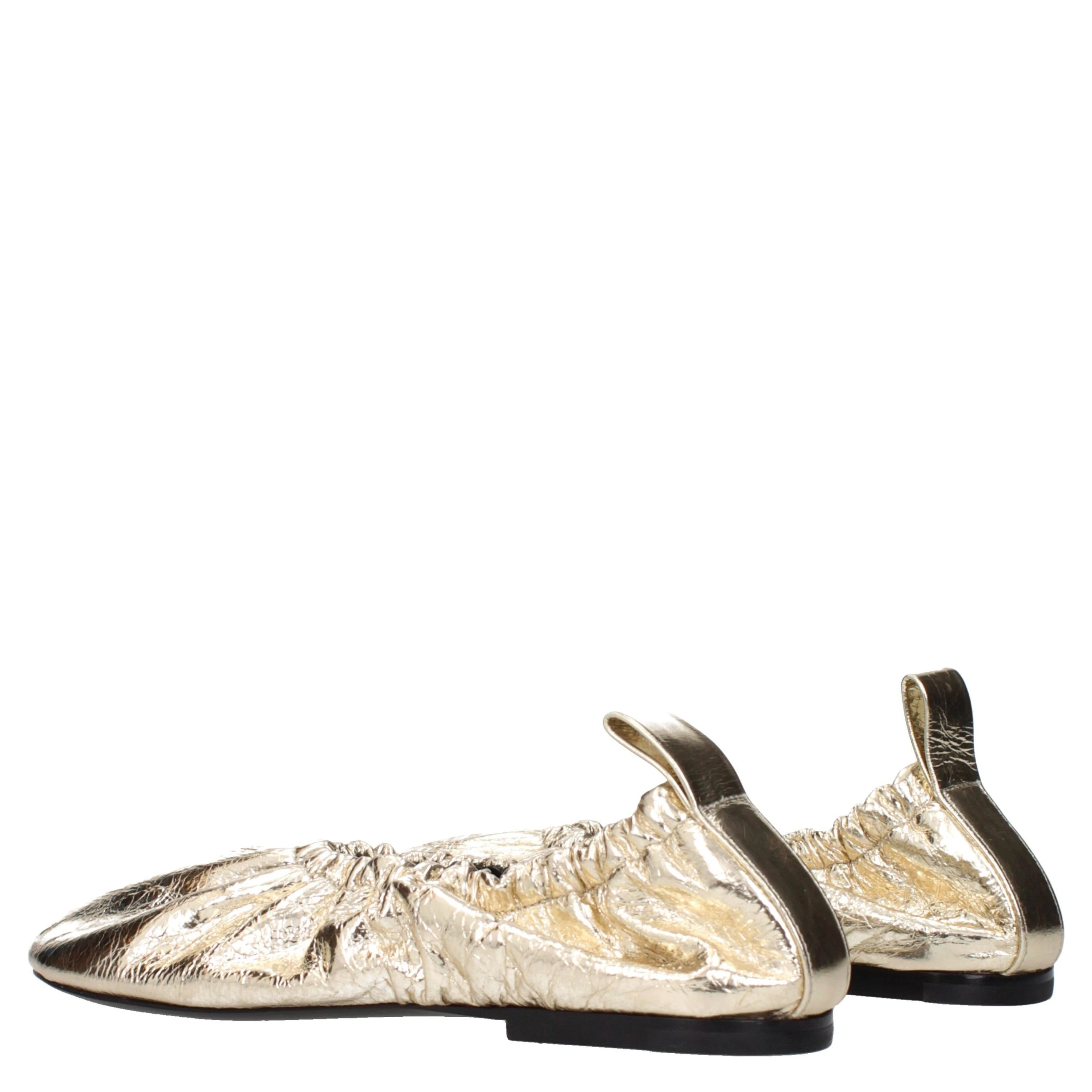 Gold Leather Ballet Flats
