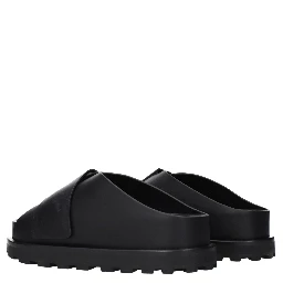 Black Leather Slippers