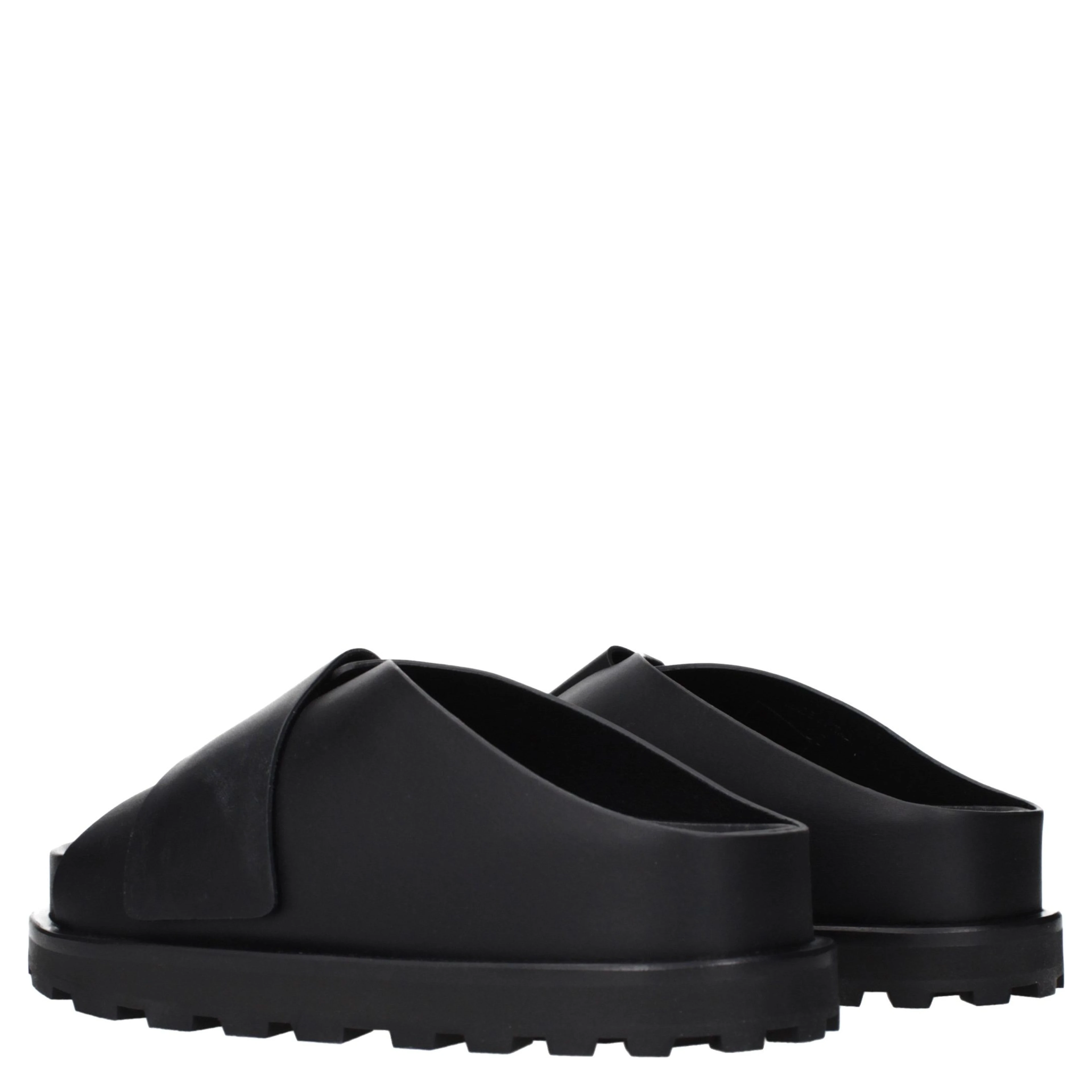 Black Leather Slippers