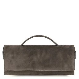 Brown Suede Leather Clutch Bag