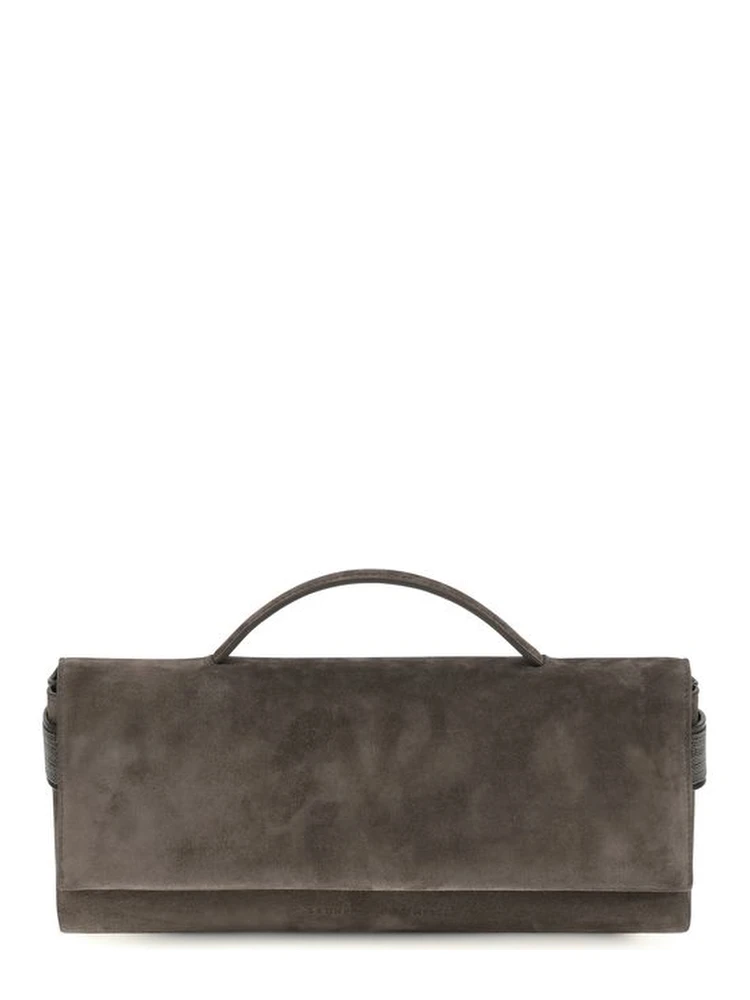 Brown Suede Leather Clutch Bag