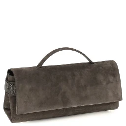 Brown Suede Leather Clutch Bag