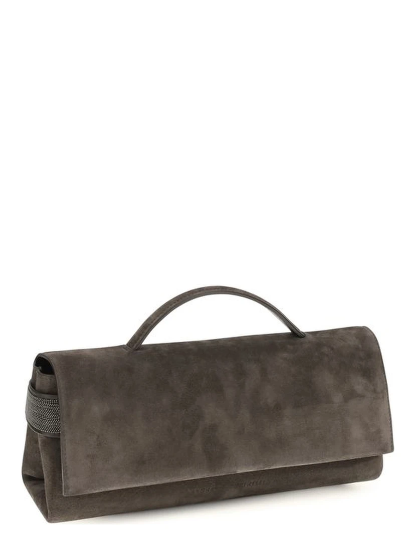 Brown Suede Leather Clutch Bag