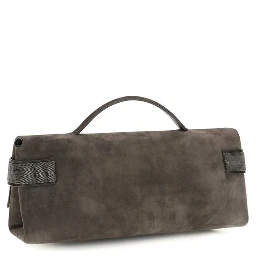 Brown Suede Leather Clutch Bag