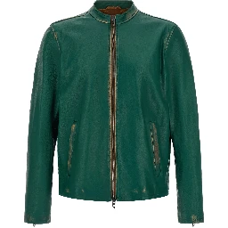 Bicolor Lamb Leather Leather Jacket