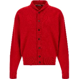 Red Merino Wool Cardigan