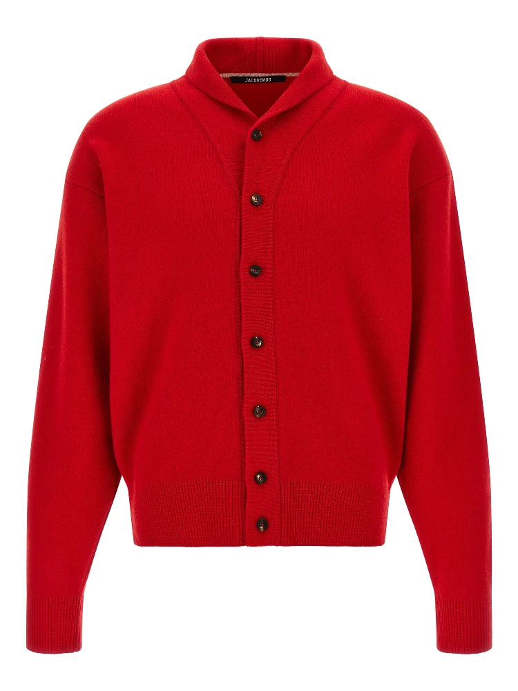 Red Merino Wool Cardigan