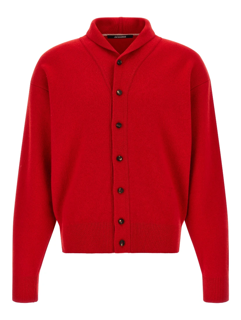 Red Merino Wool Cardigan