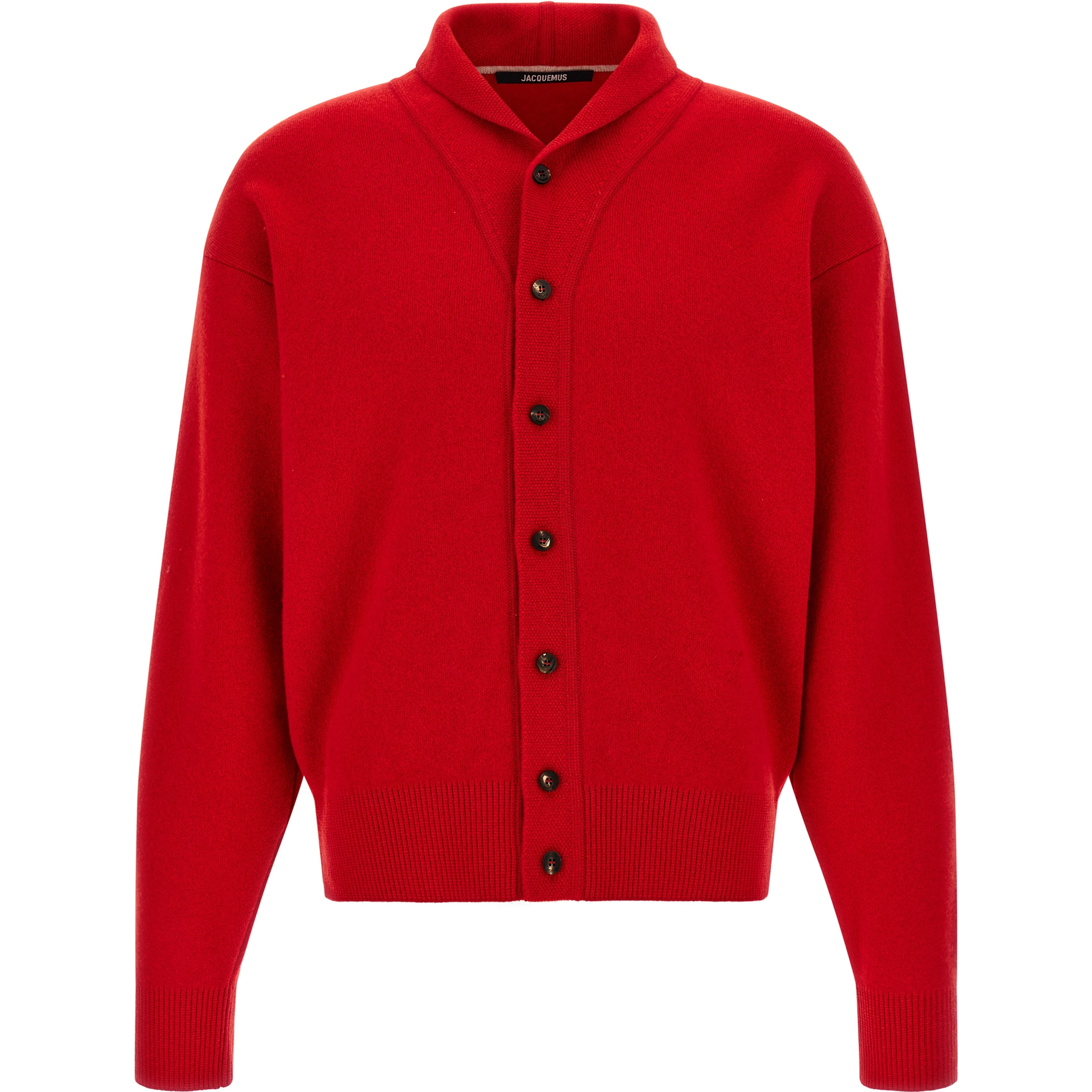 Red Merino Wool Cardigan